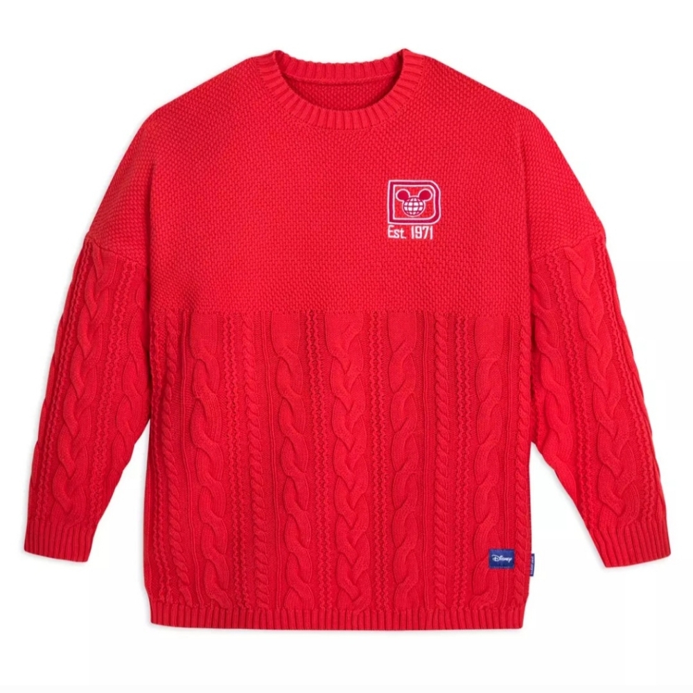 Walt Disney World Red Cable Knit Spirit Jersey Sweater Size L or M New With Tags